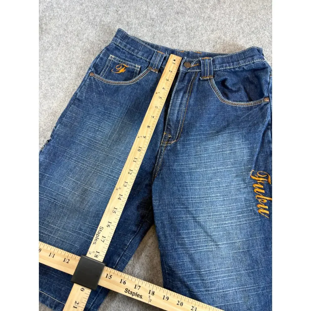 FUBU Carpenter Denim Shorts Mens Blue Hiphop Jorts Skateboarding Baggy Y2K 30 - Picture 4 of 9